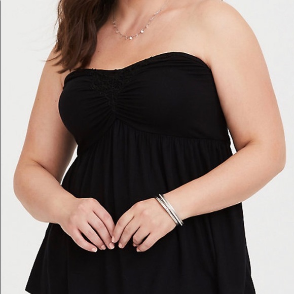 smocked tube top black